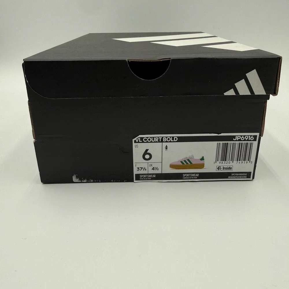 Adidas Women's Size 6 VL Court Bold Clear Pink Green Platform Sneaker NEW JP6916